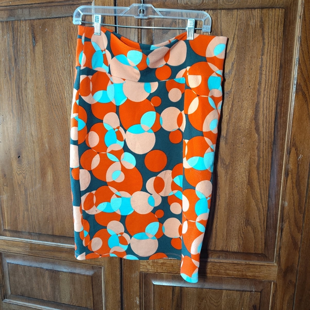 LuLaRoe Orange and Blue Pencil Skirt Casual Resort Wear